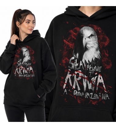 Damska bluza z kapturem SIŁA PŁYNIE Z KRWIĄ
